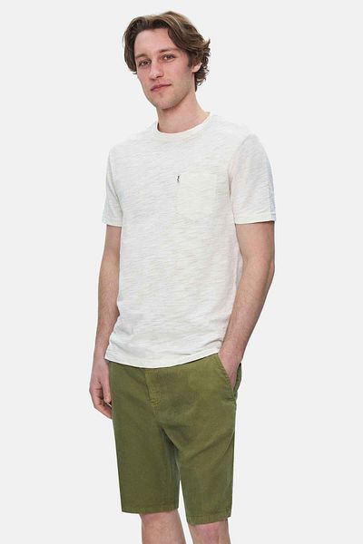 UCLA Tricou pentru bărbați CALEB Bone Color Crew Neck Standard Fit cu buzunare