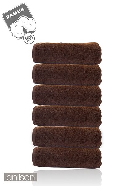 Anılsan Πετσέτες μπάνιου 6 συσκευασιών καφέ - 70x140 cm, 490 gr, 100% βαμβάκι, πετσέτες σπα και ξενοδοχείου, καθημερινή χρήση