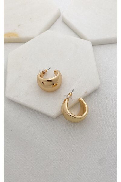 Sacha Accessories Curved Gold Half Hoop Earrings