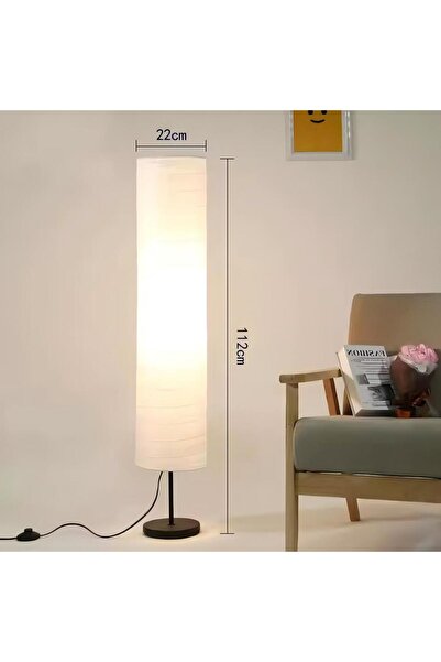 Generic Rice Paper Shade Floor Lamp papper 12 watt With Warm Light White 116x24cm