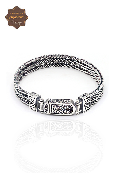 Midyat Nurtaş Gümüş Hasır Model Cihan Bilekliği 925 Ayar Saf Gümüş Erkek Bile...