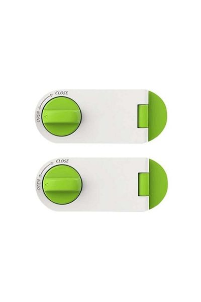 Empria Set of 2 fixed safety locks for cabinet doors and drawers, 10.6x4.15x2.2 cm, green