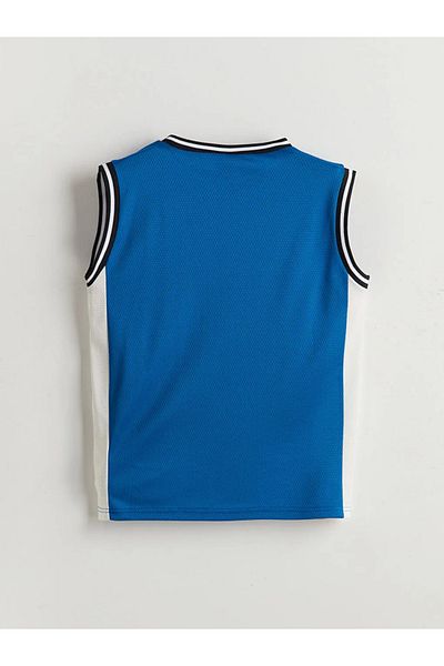 LC Waikiki Lcw kids blue crew neck varsity Printed boys' tank top
