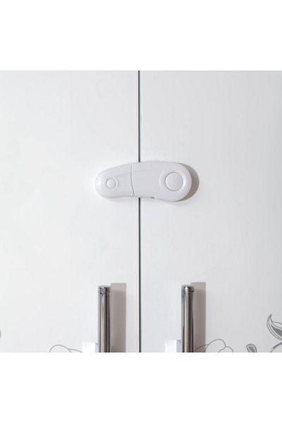 Empria Set of 4 rotating safety catches, for cabinet doors, 9.3 x 3.5 x 1.5 cm, White