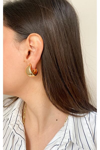 Sacha Accessories Curved Gold Half Hoop Earrings