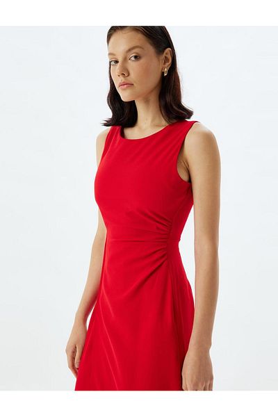 Koton Draped Red Women's Dress 5Wak80028Uw