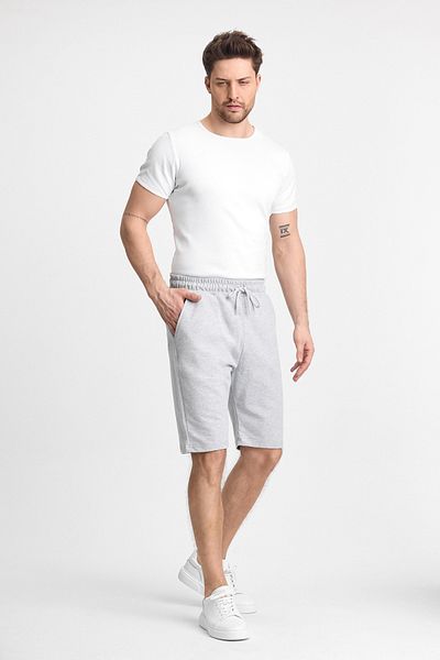 mmetalic Men's Gray Shorts - Side Pockets, Elastic Waist, Regular Fit, Relaxed Cut