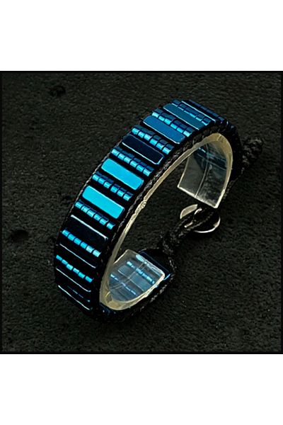 Seven Art Jewelry Hematite Stone Blue Piano Bracelet
