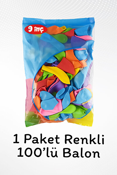 Parti Atölyesi 100 Adet Renkli Balon Karışık Paket 9 Inç