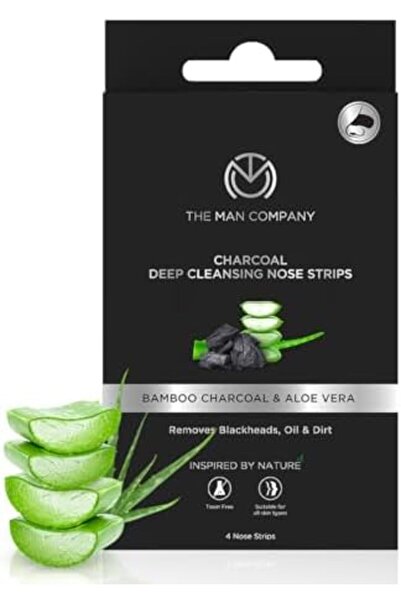 The Man Company شرائط أنف بالفحم مع خلاصة الصبار | مزيل للرؤوس البيضاء والسود...