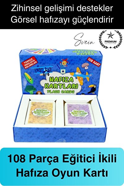 Svein İkili Hafıza Kartları Çocuk Eğitici Eşleştirme Oyun Seti Zeka Gelişim A...