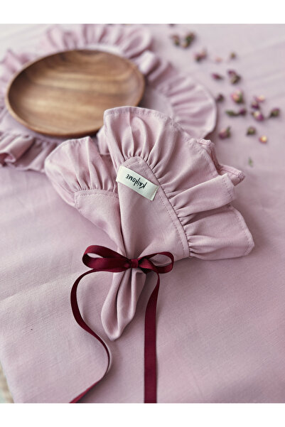 KaiHome Rosy 6-Piece Linen Fabric Frilly Napkin / Placemat