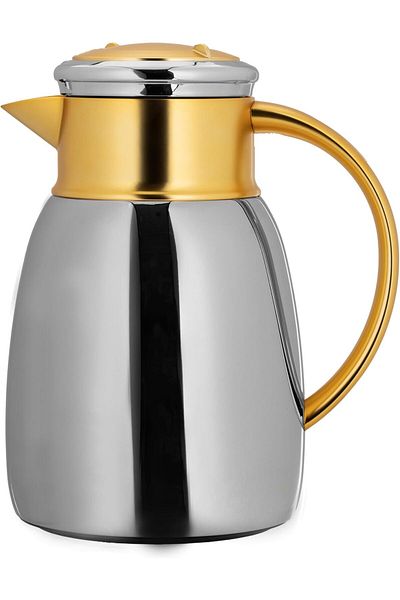 ALSAIF Coffee And Tea Vaccum Flask In Matt Nickel/gold / Leak-proof And Keeps Drinks Hot 0.65 Liter