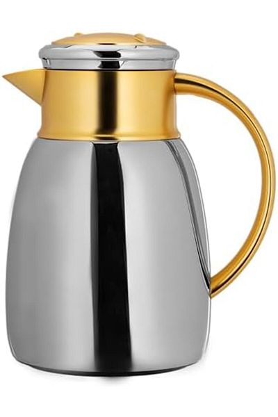 ALSAIF Coffee And Tea Vaccum Flask In Matt Nickel/gold / Leak-proof And Keeps Drinks Hot 0.65 Liter