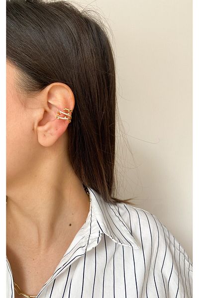 Sacha Accessories Zircon Stone Spiral Gold Ear Cuff Earrings