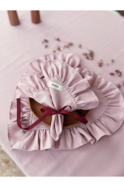 KaiHome Rosy 6-Piece Linen Fabric Frilly Napkin / Placemat