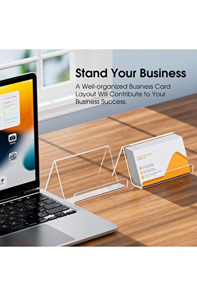 Generic Acrylic Business Card Holder for Desk, Clear Name Card Display Stand, 3 Pack, Holds 50 Cards