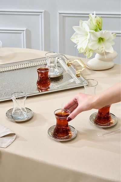 Karaca 19 Piece Tea Set for 6 People with Sea Tray