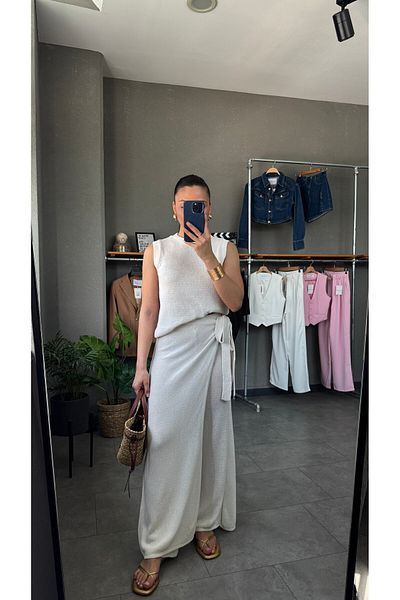 YOUR NAME Cross Closure Skirt Blouse Knitwear Set