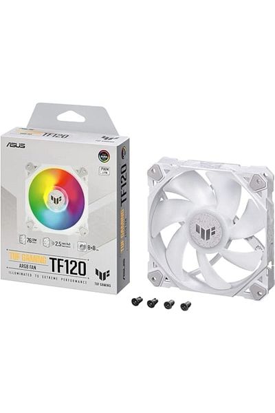 STOREMAX مروحة TUF Gaming TF120 ARGB، الإصدار الأبيض - حزمة واحدة (قطعة واحدة، Aura Sync، عنوان صامت