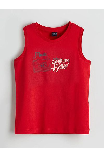 LC Waikiki Lcw Eco Red Bicycle Collar Male Child Undershirt