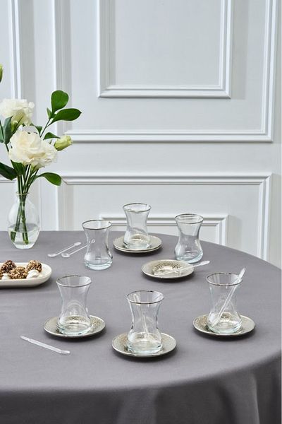 Karaca Ada 18 Piece Tea Set for 6 People Platinum