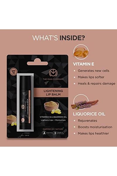 The Man Company Lightening Lip Balm with Vitamin E, Coconut & Olive Oil - 4gm