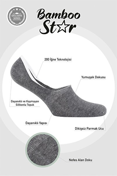 bamboo star Ανδρικές κάλτσες μπαλαρίνας Assorti χωρίς ραφές, αόρατο αντιολισθητικό τακούνι σιλικόνης Premium 4 πακέτο