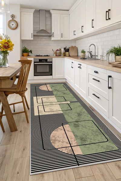 Evimle Makinede yıkanabilir kaymaz taban leke tutmaz mutfak halısı salon halı...