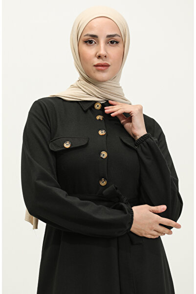 sefamerve Cep Detaylı Kuplu Elbise 0331-03 Siyah