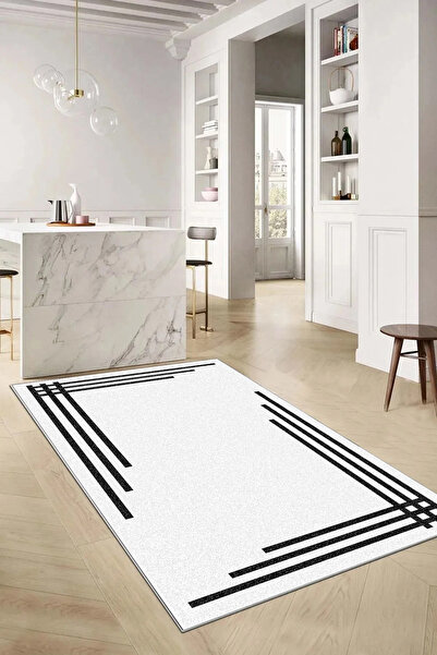 Hülya Home Mutfak Halısı Geometrik İskandinav Eskitmeli Dijital Baskı Yıkanab...