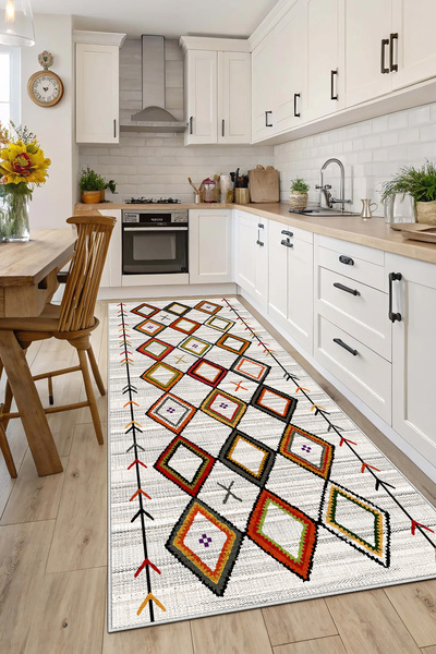 Evimle Makinede yıkanabilir kaymaz taban leke tutmaz mutfak halısı salon halı...