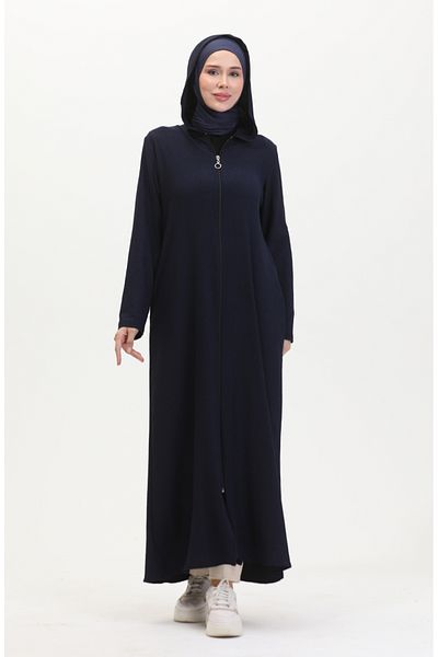 sefamerve Navy Blue Hooded Sports Ferace - 5104-02
