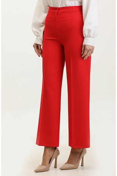 sefamerve Pantaloni roșii cu picioare largi - 1149-09