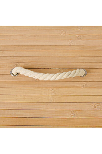 Simple Living Bambu Çift Hazneli Örme Çamaşır Sepeti - Bej - 80 lt