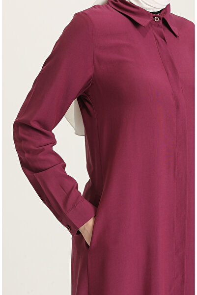 sefamerve Cepli Gizli Patlı Viskon Tunik 6435-16 Mürdüm