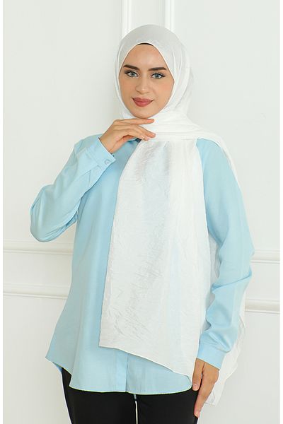 sefamerve White Roe Shawl - 81058-16 Μοντέλο