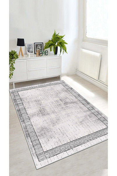 Hülya Home Kesme Halı Desenli Dijital Baskı Yıkanabilir Kaymaz Taban İnce Sal...