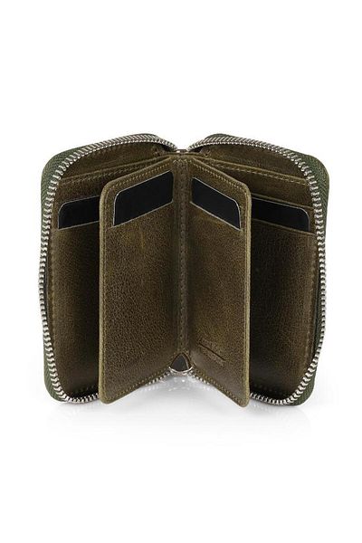 Daniel Klein Dkl0796-5 Rectangular Zipper Made of Real Leather Green Women's Wallet&Card
