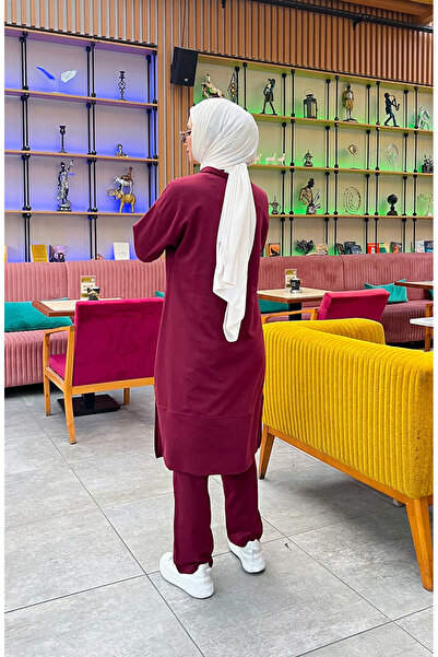 sefamerve iki İplik Fermuarlı Eşofman Takım 3062-04 Bordo