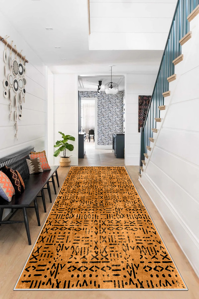 df home Kesme Yolluk Koridor Hol Antre Giriş Halısı Dijital Baskı Yıkanabilir...