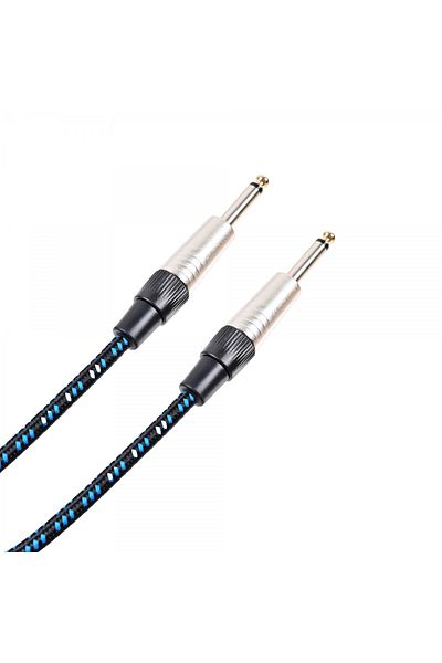 Madison Braided Fabric Guitar Cable 6 Meters - Black Blue Striped