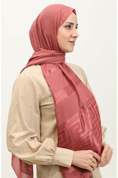 sefamerve 2070-02 Μοντέλο Dusty Rose Jacquard σιφόν σάλι
