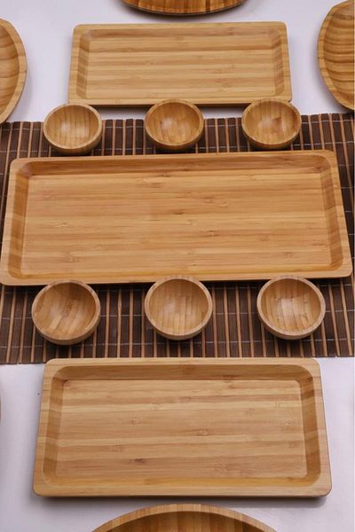 Atbyhome Bambu Elegance 17 Piece Natural Bamboo Breakfast Set for 6 People - Breakfast Set