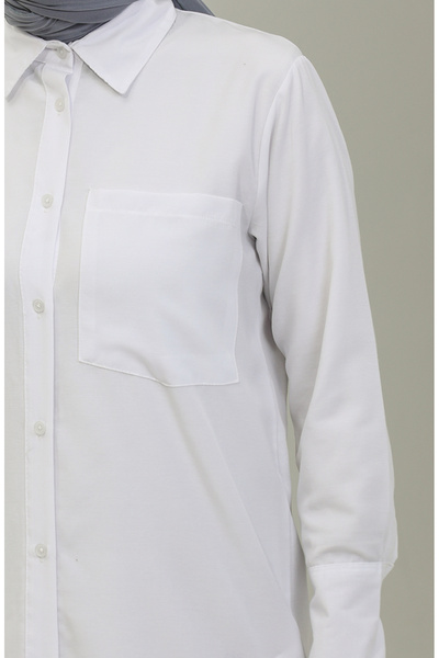 sefamerve Düğmeli Tunik 4820-09 Beyaz