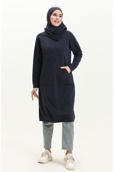 sefamerve Αθλητικό χιτώνα Navy Blue Kangaroo Pocket - 3032-02