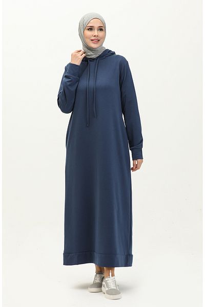 sefamerve Αθλητικό φόρεμα Navy Blue Hooded - 0190-04, δύο κλωστές