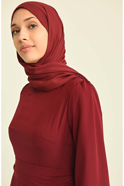 sefamerve Büzgülü Abiye Elbise 5712-04 Bordo