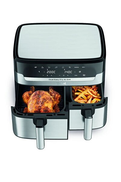 TEFAL Dual Pişirici Easy Fry & Grill 5,2 L Xxl Iki Sepetli Yağsız Havalı Fritöz,lambader Hediye