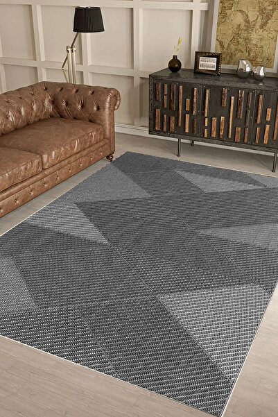 UZZA Salon Halısı Geometrik İskandinav Eskitmeli Dijital Baskı Yıkanabilir Ka...